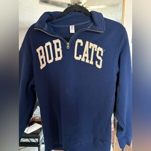 Vintage size small bobcat quarter zip navy sweatshirt